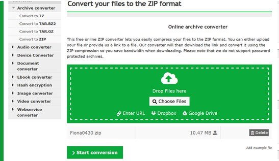 convertir le fichier RAR vers le format ZIP
