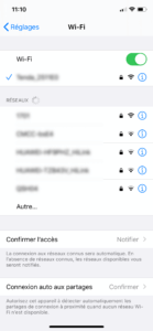 Vérifier que vous êtes bien connectés au Wi-Fi