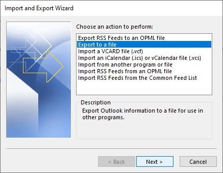 Cliquez sur l’option « Exporter un fichier ».