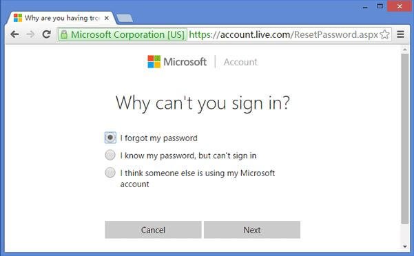 Réinitialiser le mot de passe d’un compte Microsoft en ligne