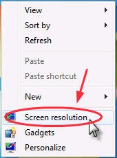 Si vous utilisez Windows 8/7, alors cliquez sur l’option « Résolution d’écran ».