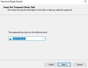 Sélectionnez le disque de réinitialisation de mot de passe contenant le fichier clé utilisateur
